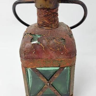 Antique Italian Leather Decanter With Handle