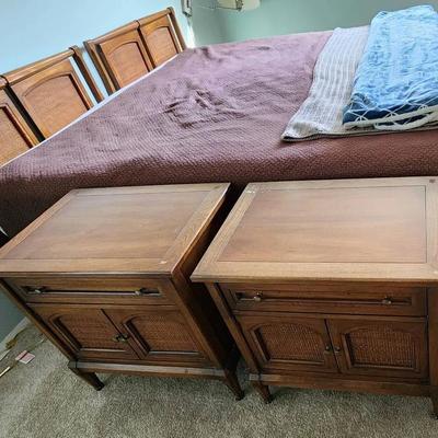 MCM Nightstands And Bed Frame - King Size, White Furniture Co.