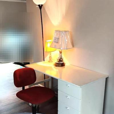 Three Lamps, Desk & Retro Chair 