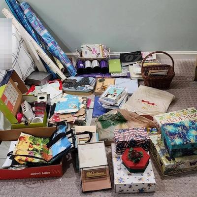 Miscellaneous Vintage Holiday/Greeting Cards, Tote Bags, Crafting Supplies, Keepsake Boxes And More!