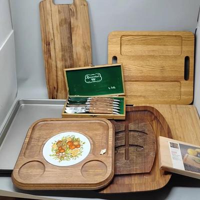 Cutting/Serving Boards, Cookie Sheets & Vintage Knives 