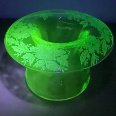 Vintage Vaseline Uranium Green Glass Vase