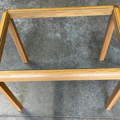 Glass Top Wood Side Table