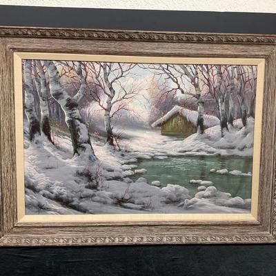 Oil On Canvas Winter Scene