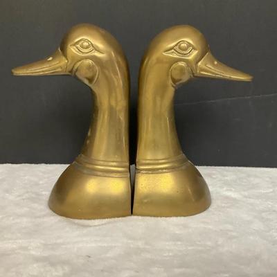Brass Duck Head Bookends