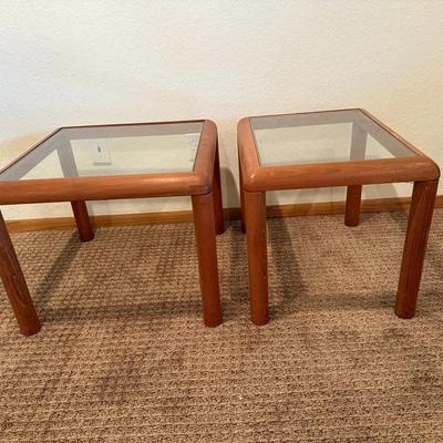Two Wooden & Glass End tables 