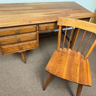Mid Century Modern Cherry Wood Desk And Chair