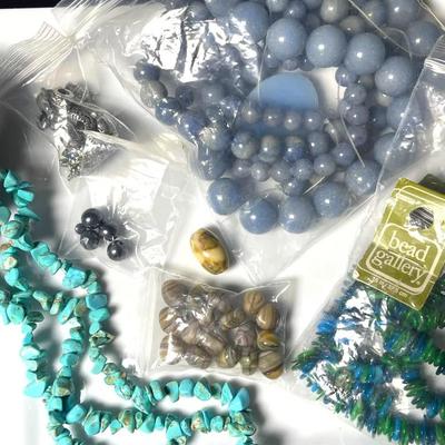 Aquamarine Bead Strand Set with Wagnerite Chips and Additional Items