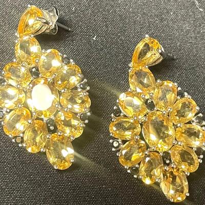 .925 Citrine Gemstone Earrings 