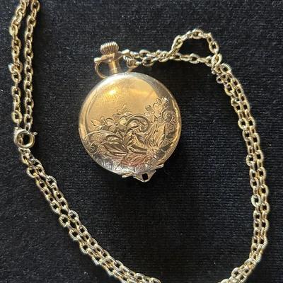 Engraved Gold - Toned Pocket Watch