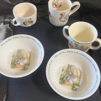 Vintage Peter Rabbit Wedgewood Bowl & Cup Sets