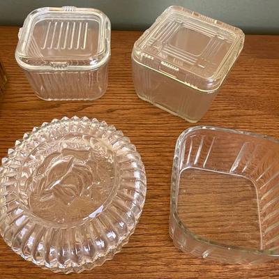 MCM Federal Ribbed Glass Covered Dishes 