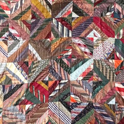 Antique 1800s Memory Tie Quilt 