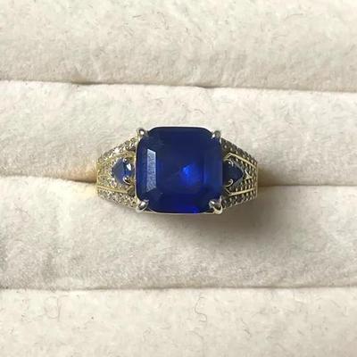 .925 Sterling Silver Blue Sapphire Ring