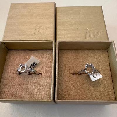 10K White Gold Semi-Mount Ring Settings with No Stones (2) 