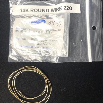 14K Gold Wire, 22 Gage 2.6 Grams 