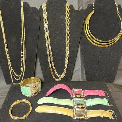 Burgi Crocodile Leather Watches with Necklaces and Bracelets 