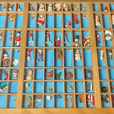 Printer’s Tray with Vintage Mini Ornaments 