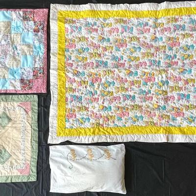 Vintage Quilts Child Size with Handstitched Pillow Case 