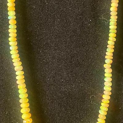Ethiopian Opal Bead 11" Necklace with 925 Sterling Silver Clasp 