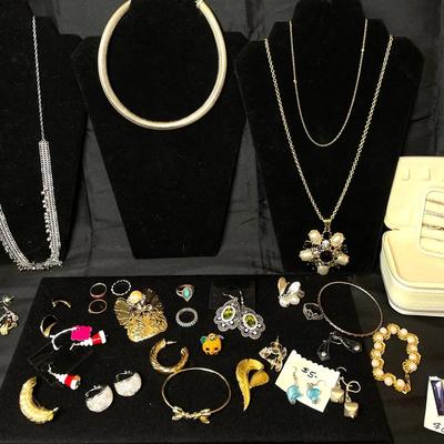 Costume Jewelry W/ Brooch’s, Necklaces, Rings & Earrings Lot 2