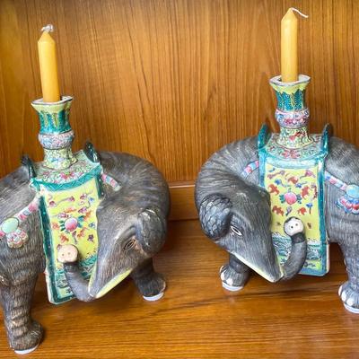 Chinese Porcelain Set of Elephant Form Censers 