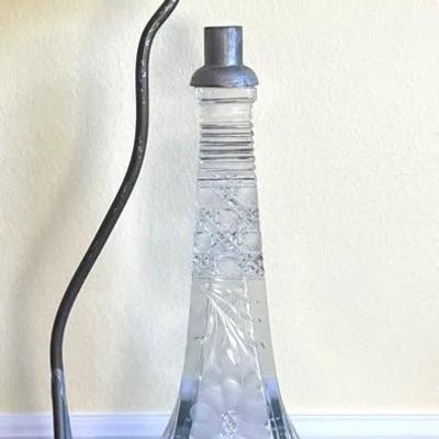 Antique Table Lamp w/ Etched Floral & Textured Pattern 