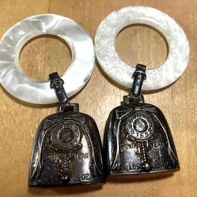 082-J: Vintage Sterling/MOP Teething Rings & Rattles