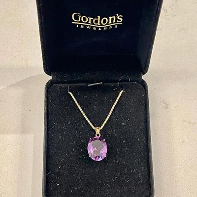 072-J: Amethyst Pendant with 14K Chain