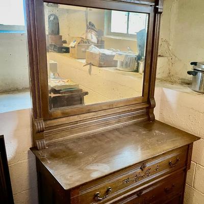 066-CEL: Antique Eastlake Dresser w/Mirror