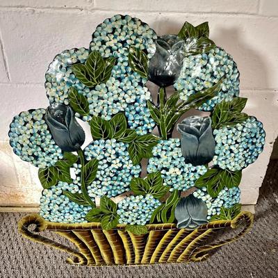 055-CEL: Vintage Floral Pressed Tin Fire Screen