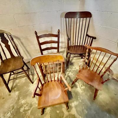 049-CEL: Antique Rockers and Chair