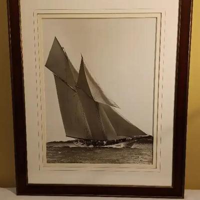 Sale Photo Thumbnail #2: Framed Sailboat Print by Becken of Cowes