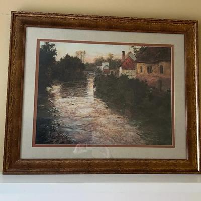 Sale Photo Thumbnail #13: Village On A Stream Framed Print By Thaulow 24x30 