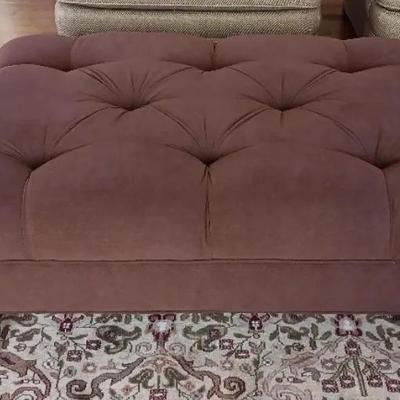 Sale Photo Thumbnail #26: Ethan Allen Mocha Ottoman With Lovely Turned Legs, Casters