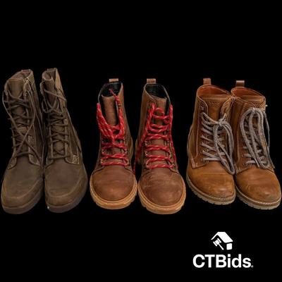 DS115 - 3 Pairs Women's Boots.  Ecco - 6, Sorrel - 6.5, Timberland - 6