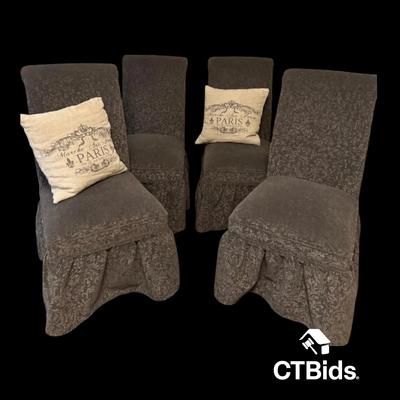 DS523 - 4 Parsons Style Covered Dining Chairs