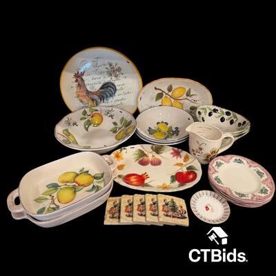 DS502 - Stoneware Group Of Serving Pieces, Various Patterns 