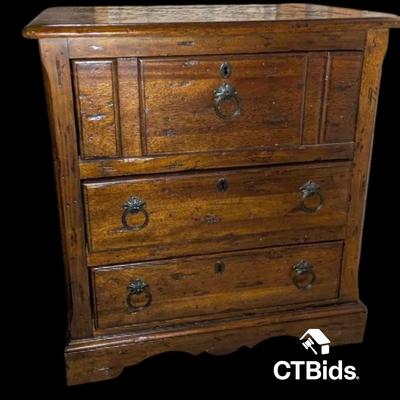 DS416 - Dark Wood 3 Drawer End Table 