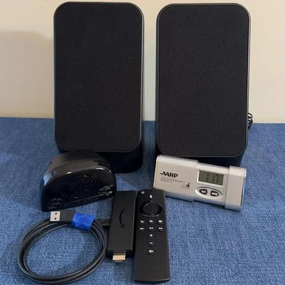 Amazon Fire TV, alarm clock and Speakers