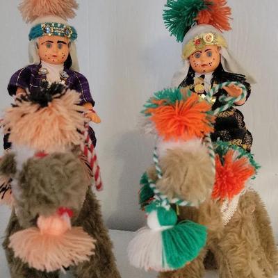 Vintage Iranian Princess On Plush Camel Doll Set Of 2