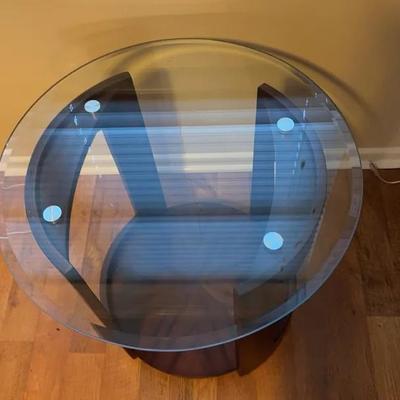 Wood And Glass End Table