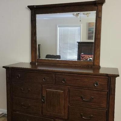 Clairfield Tobacco Dark Wood Dresser With Mirror