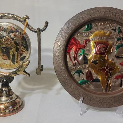 Vintage Brass Table Gong And Plate From Tunisia 