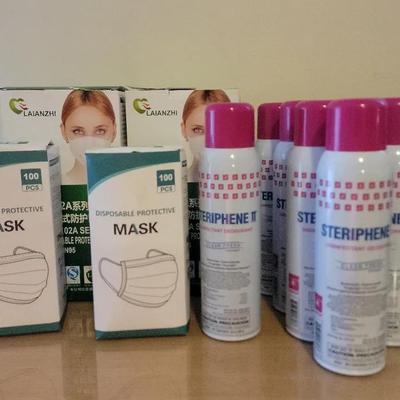 Protective Masks And Steriphene II Industrial Disinfectant 