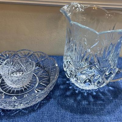 Godinger Dublin Crystal - Chip And Dip And Water Pitcher