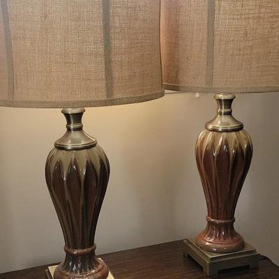 Acantha Ceramic And Brass Lamps Set Of 2