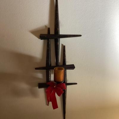 Sale Photo Thumbnail #16: Mid century modern brutalist wall candle sconce