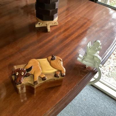 Sale Photo Thumbnail #100: Hand carved wood cow