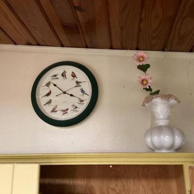 Sale Photo Thumbnail #81: Bird wall clock and small vase